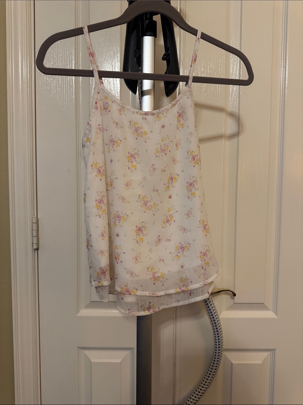abercrombie kids White Floral Chiffon Cami with Pastel Flowers